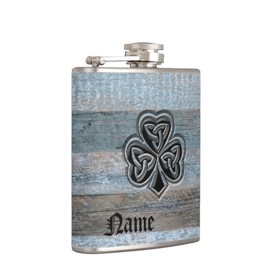 Classy Iers met geluk gepersonaliseerd in shamroc Heupfles (Rechts)