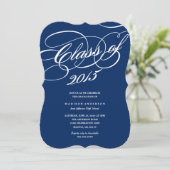 Classy in Navy | Uitnodiging tot Afstuderen (Staand voorkant)