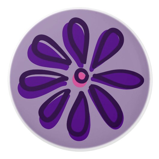 Classy Indigo Flower Doodle Keramische Knop (Voorkant)