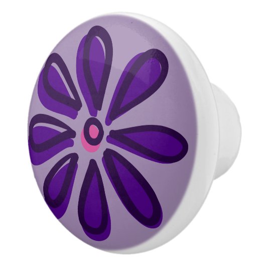 Classy Indigo Flower Doodle Keramische Knop (Rechts)