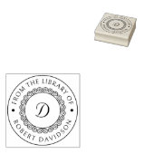 Classy  Initiaal Ronde Bibliotheek Boekplaat Rubberstempel (Gestempeld)