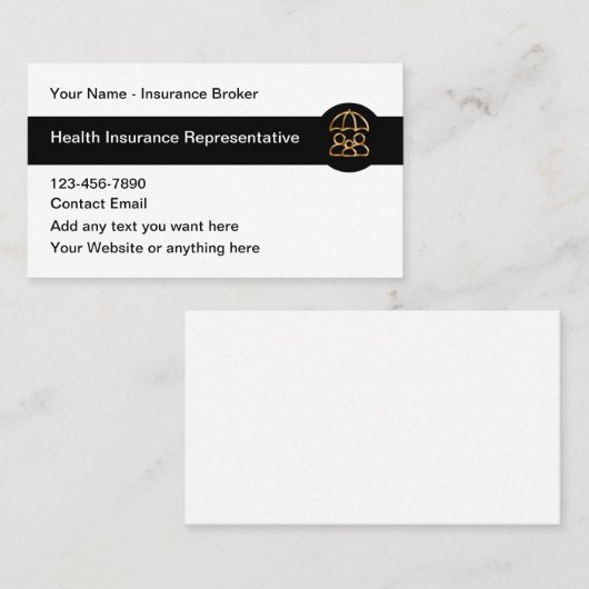 Classy Insurance Broker Business Card Design Visitekaartje (Voorkant / Achterkant)