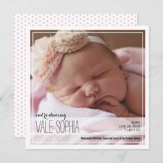 Classy Intro | Roze Baby Aankondiging (Voorkant / Achterkant)