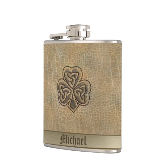 Classy Irish Gelukkig shamrock leder Heupfles (Links)