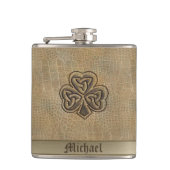 Classy Irish Gelukkig shamrock leder Heupfles (Voorkant)