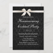 Classy Ivory Ribbon Dark Damask Housewarming Party Kaart (Voorkant)