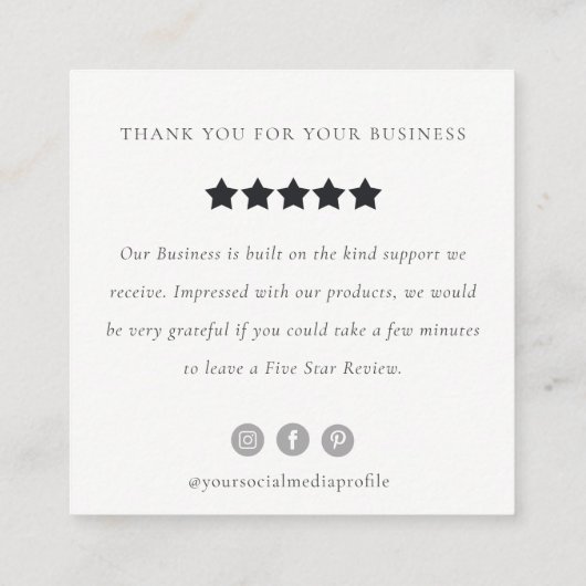 Classy Ivory White Leather Texture Review Request Vierkante Visitekaartje (Achterkant)