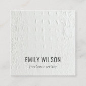 Classy Ivory White Leather Texture Review Request Vierkante Visitekaartje (Voorkant)