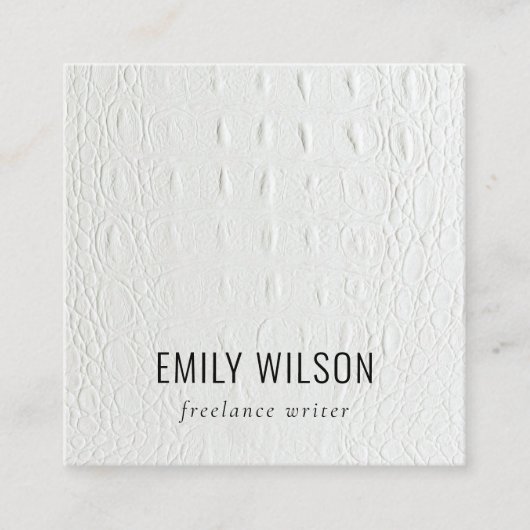 Classy Ivory White Leather Texture Review Request Vierkante Visitekaartje (Voorkant)