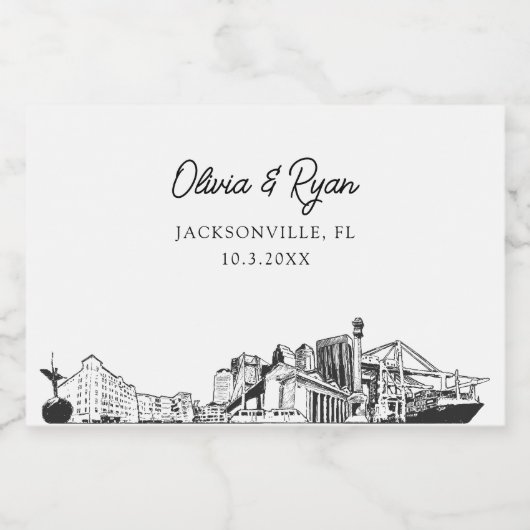 Classy Jacksonville Bruiloft Favor Custom Mini Sparkling Wijnetiket (Enkel label)