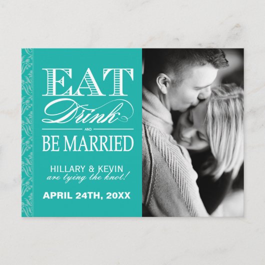 Classy Jade Damask Bewaar de datum Aankondigingskaart (Voorkant)