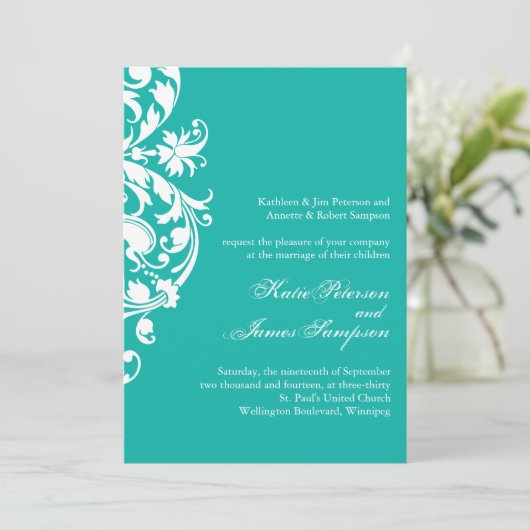Classy Jade Wedding Invitations Kaart (Staand voorkant)