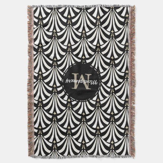 Classy jaren '20  Zwart & Wit Familienaam Deken (Voorkant Verticaal)