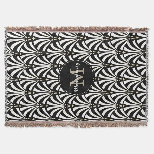 Classy jaren '20  Zwart & Wit Familienaam Deken (Voorkant)