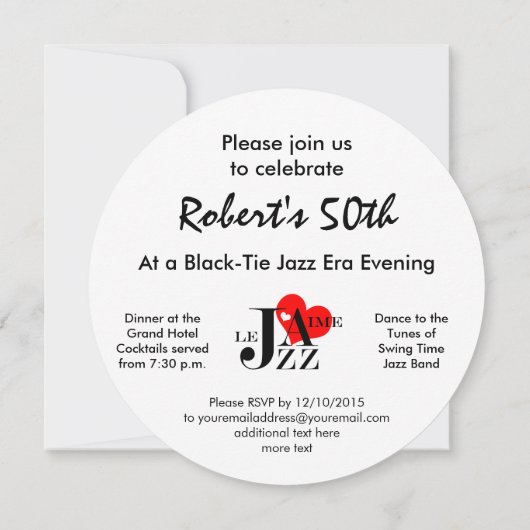 Classy Jazz Music Birthday Party Kaart (Achterkant)