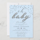 Classy Jewel Blue Sparkle Glitter Boy Baby shower Kaart (Voorkant)