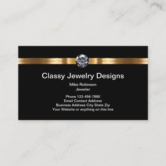 Classy Jewel en Gold Digital Design Jewelry Store Visitekaartje (Voorkant)