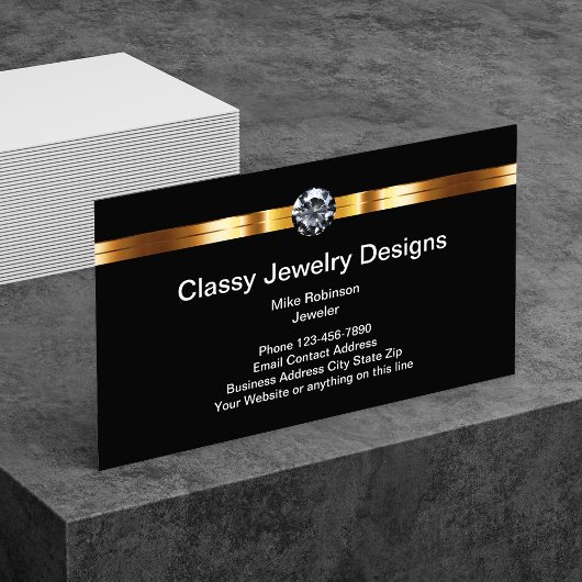 Classy Jewel en Gold Digital Design Jewelry Store Visitekaartje
