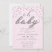 Classy Jewel Pink Sparkle Glitter Girl Baby shower Kaart (Voorkant)