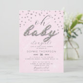 Classy Jewel Pink Sparkle Glitter Girl Baby shower Kaart (Staand voorkant)