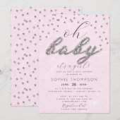 Classy Jewel Pink Sparkle Glitter Girl Baby shower Kaart (Voorkant / Achterkant)