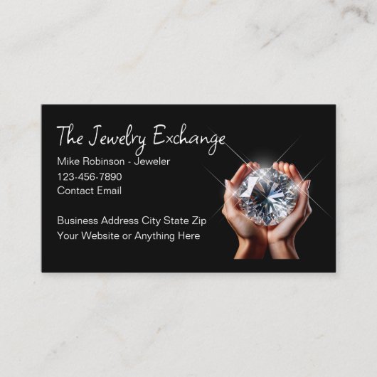 Classy Jeweler Jewellery Store Faux Diamond Visitekaartje (Voorkant)