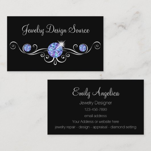 Classy Jewelry Designer Glitzy Bling Visitekaartje (Voorkant / Achterkant)