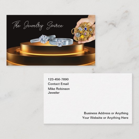 Classy Jewelry Store Business Cards Design Visitekaartje (Voorkant / Achterkant)