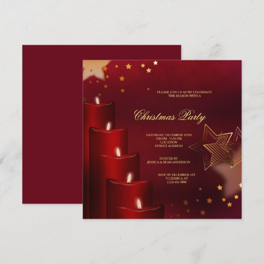 Classy kaarsen & sterren Kerstmis Kaart (Voorkant / Achterkant)