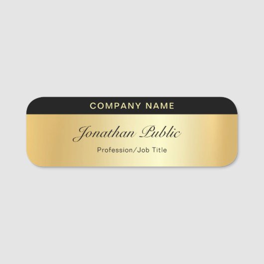 Classy kalligrafie Script Gold Sjabloon Elegant Naamplaatje (Voorkant)
