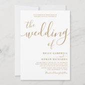 Classy kalligrafie wit & gouden bruiloft kaart (Voorkant)