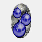 Classy Kerstblauw Silver Grey Ornament (Rechts)
