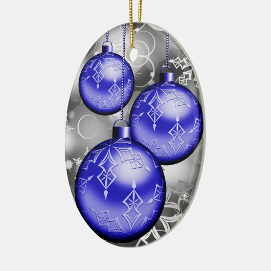 Classy Kerstblauw Silver Grey Ornament (Links)
