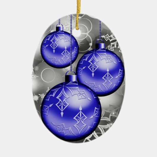 Classy Kerstblauw Silver Grey Ornament (Voorkant)