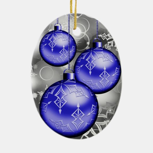 Classy Kerstblauw Silver Grey Ornament (Achterkant)