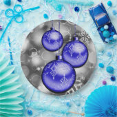 Classy kerstblauw Silver Grey Paper-Bord Papieren Bordje (Feest)