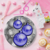 Classy kerstblauw Silver Grey Paper-Bord Papieren Bordje (Feest)