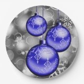 Classy kerstblauw Silver Grey Paper-Bord Papieren Bordje (Voorkant)