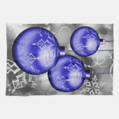 Classy Kerstblauw Zilver Grey Kitchen Towel Theedoek (Horizontaal)