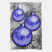 Classy Kerstblauw Zilver Grey Kitchen Towel