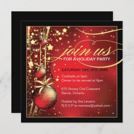 Classy-kerstfeestuitnodiging Kaart (Voorkant / Achterkant)