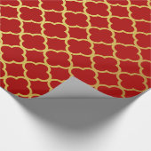 Classy Kerstgoud Rood Quatrefoil Geometric Cadeaupapier (Hoek)