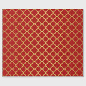 Classy Kerstgoud Rood Quatrefoil Geometric Cadeaupapier (Vlak)