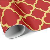 Classy Kerstgoud Rood Quatrefoil Geometric Cadeaupapier (Rol Hoek)