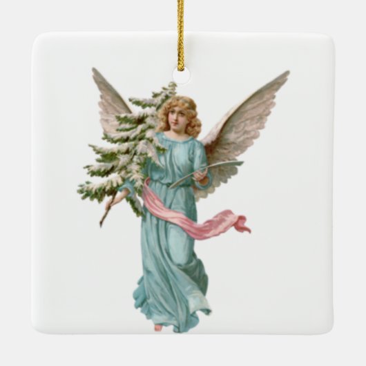 Classy kerstkeramisch Ornament White Angel (Achterkant)