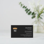 Classy King Crown Monogram Visitekaartje Design (Staand voorkant)
