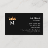 Classy King Crown Monogram Visitekaartje Design (Achterkant)