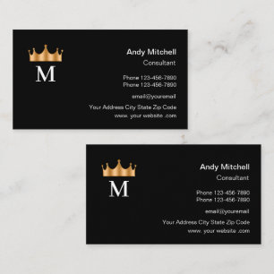 Classy King Crown Monogram Visitekaartje Design
