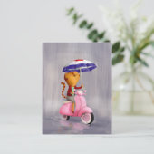 Classy Kitty Cat op roze scooter Briefkaart (Staand voorkant)
