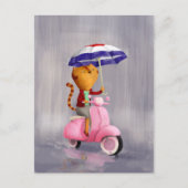 Classy Kitty Cat op roze scooter Briefkaart (Voorkant)